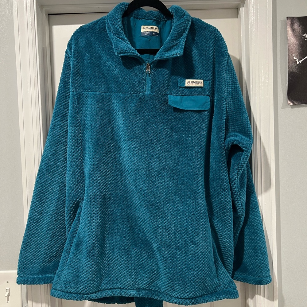 Magellan Outdoors Teal Quarter Zip Pullover